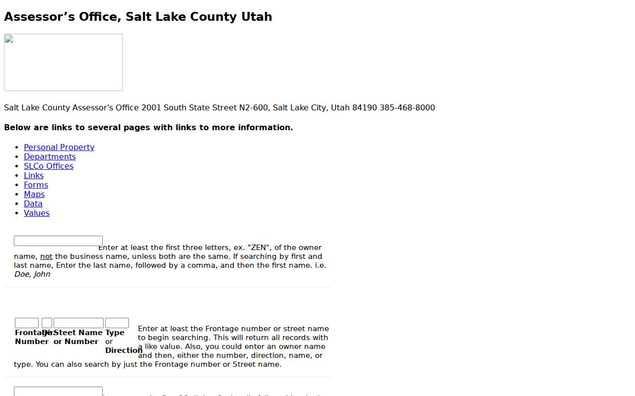 Cottonwood Heights street directory Salt Lake County Assessor search