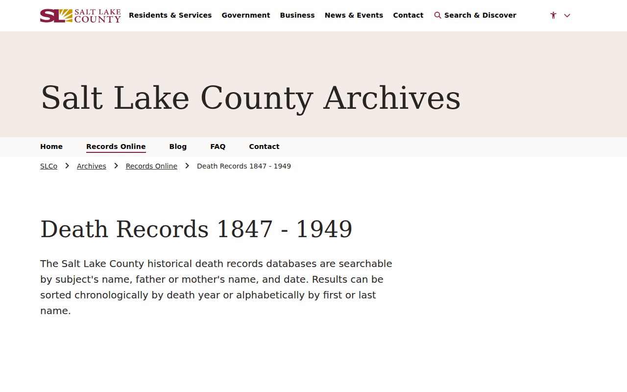 Cottonwood Heights resident lookup historic death index